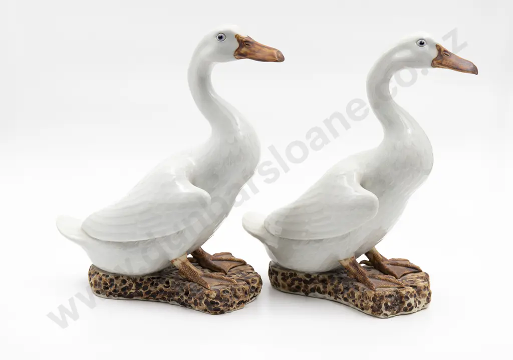 Pair Chinese Porcelain White Ducks Image 1++