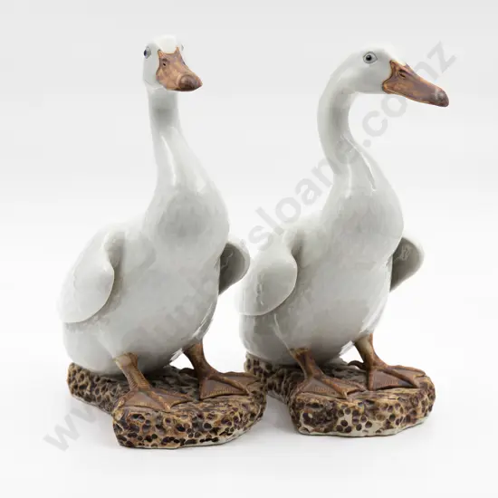 Pair Chinese Porcelain White Ducks