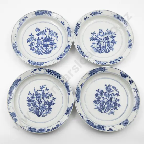 Set Four C19th Chinese Blue & White Dishes