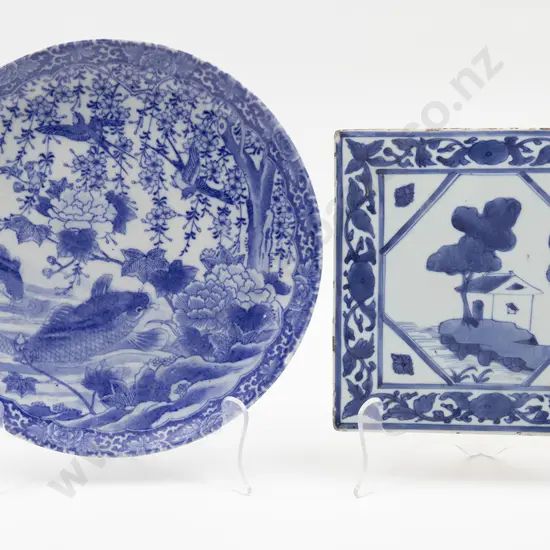 Chinese Blue & White Ceramic Tile
