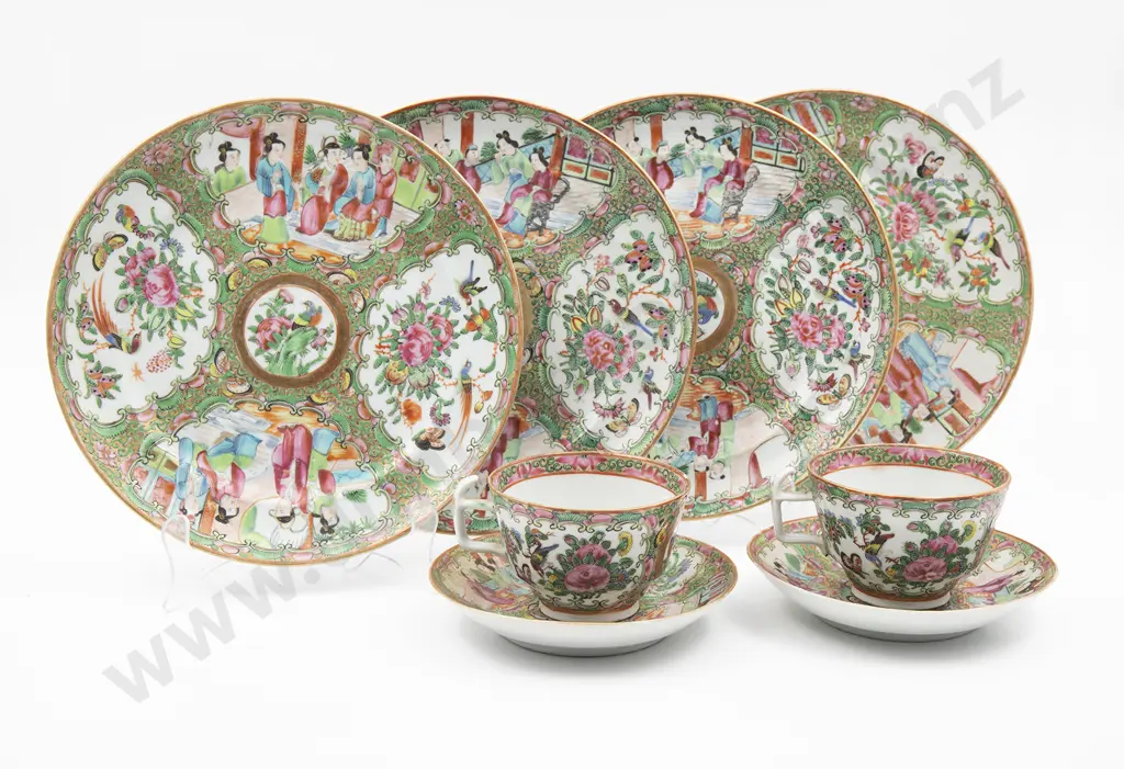 Four Late C19th Cantonese Famille Rose Export Ware Plates Image 1++