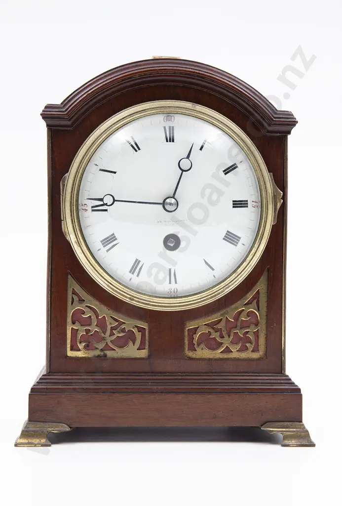 Geo III Mahogany Library Clock Image 1++