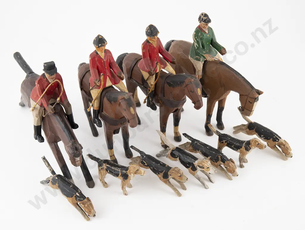 Rare C1920s Brockenhurst Wooden Toy Fox Hunting Set Image 1++