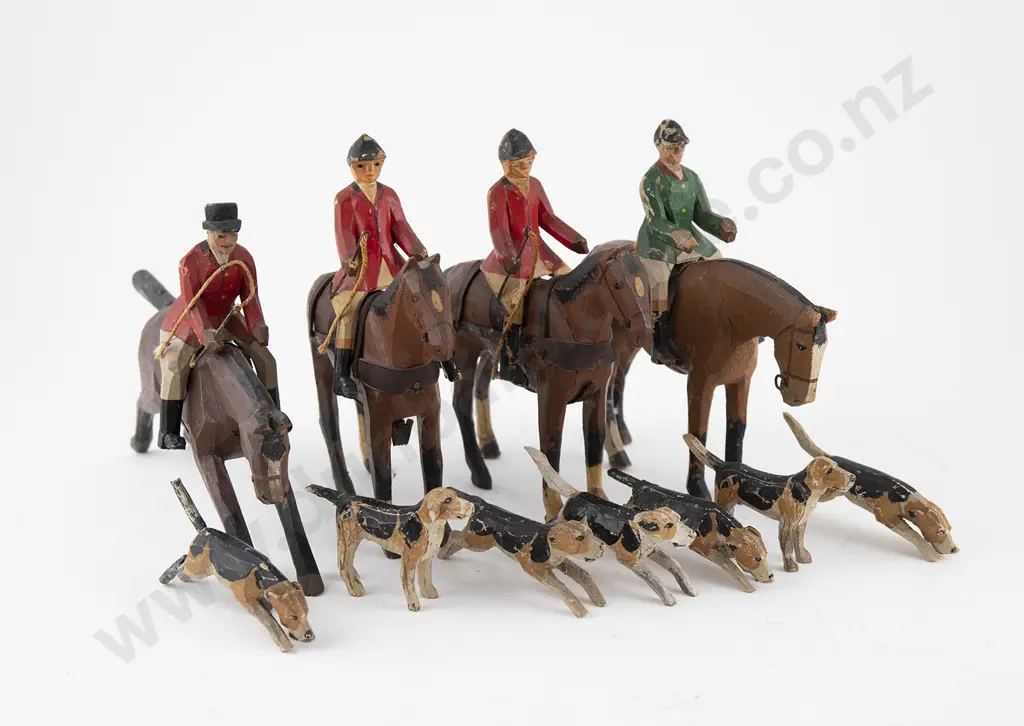 Rare C1920s Brockenhurst Wooden Toy Fox Hunting Set Image 1++