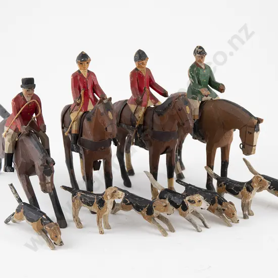 Rare C1920s Brockenhurst Wooden Toy Fox Hunting Set