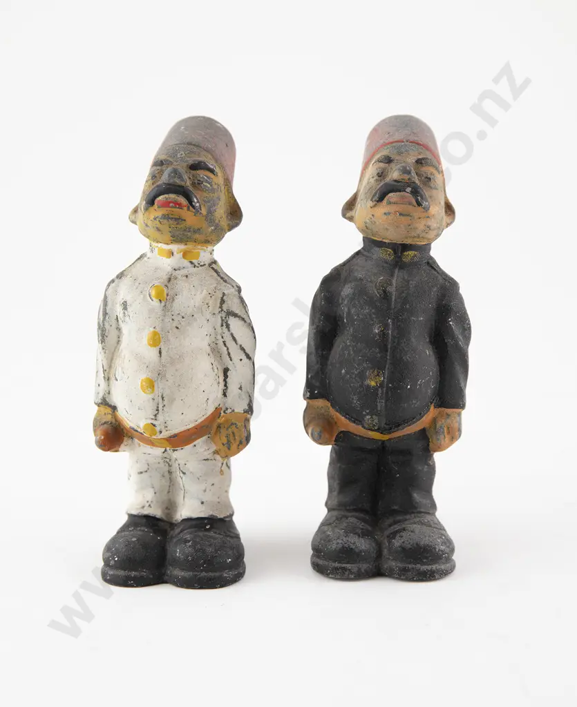 Pair Painted Metal Novelty Figures of Two Men Wearing Fez Image 1++
