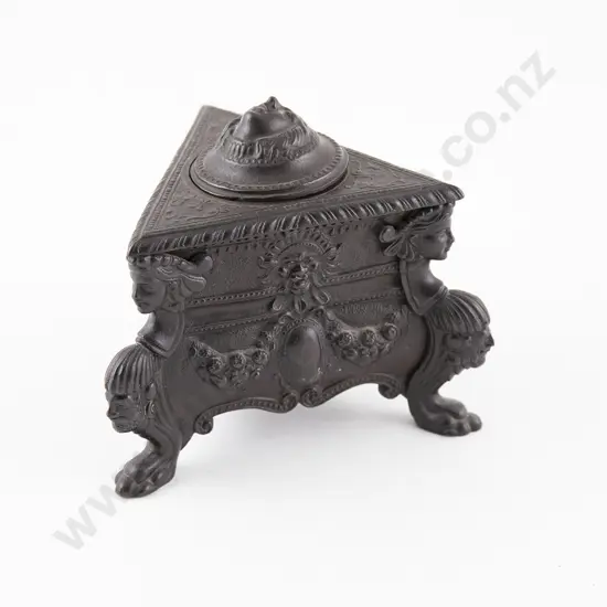 Possible American Art Nouveau Fine Cast Iron Ink Stand