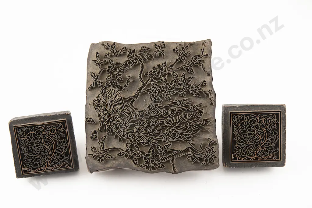 Thee Antique Indian Design Copper Wire & Wooden Printing blocks Image 1++