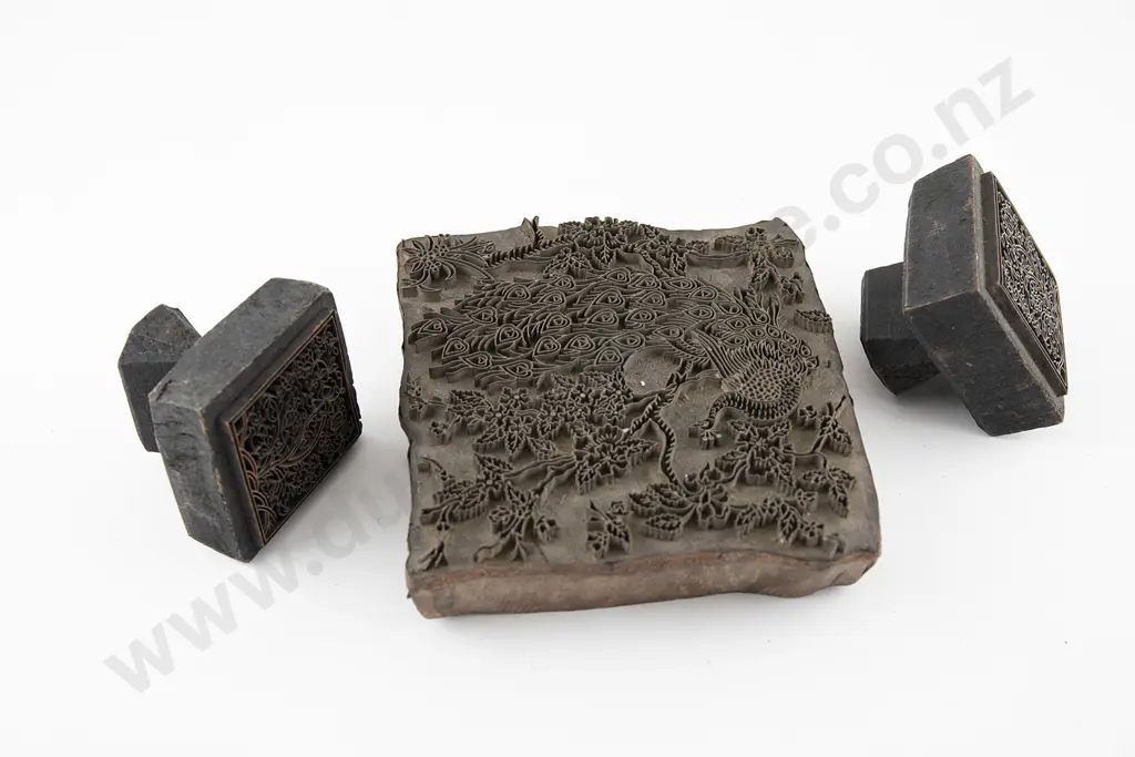 Thee Antique Indian Design Copper Wire & Wooden Printing blocks Image 1++