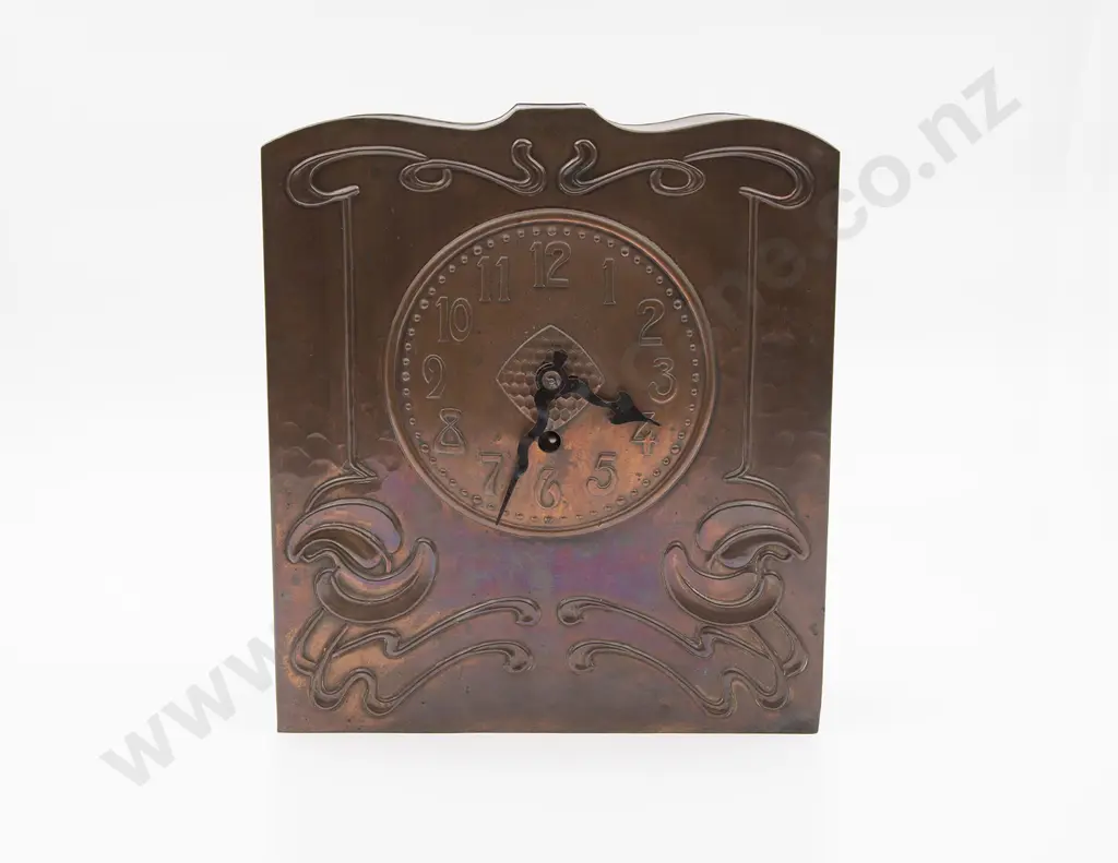 English Art Nouveau Copper Mantle Clock Image 1++