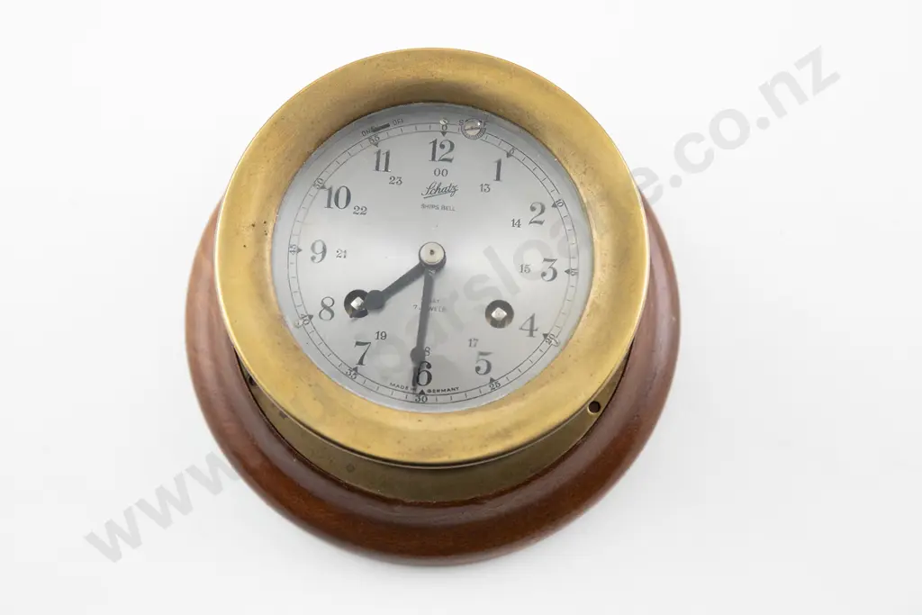 Schitz Brass Cased 8 Day Ships Clock Image 1++