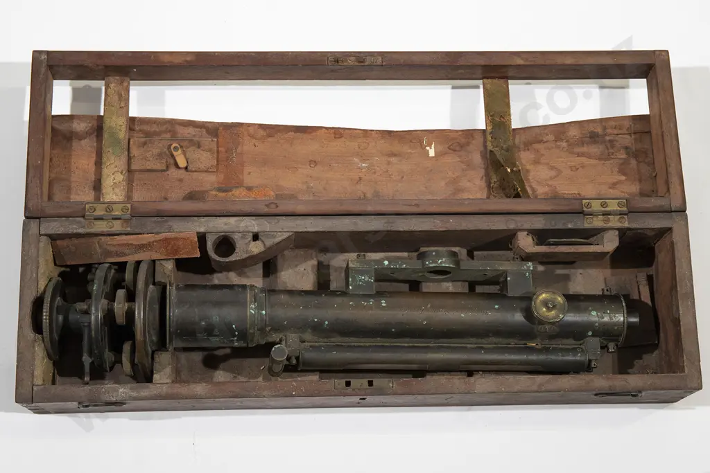 Cased Antique Surveyors Level By Troughton & Simms Image 1++