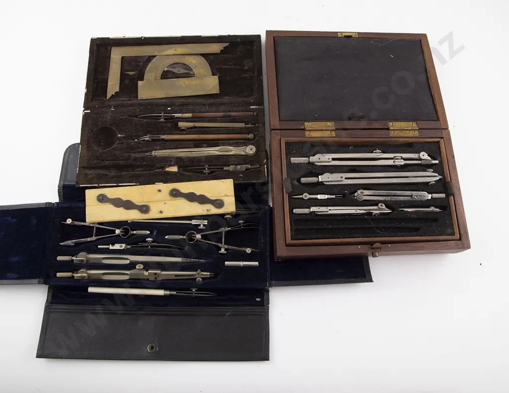 Three Cased Part Sets Of Drawing Instruments Image 1++