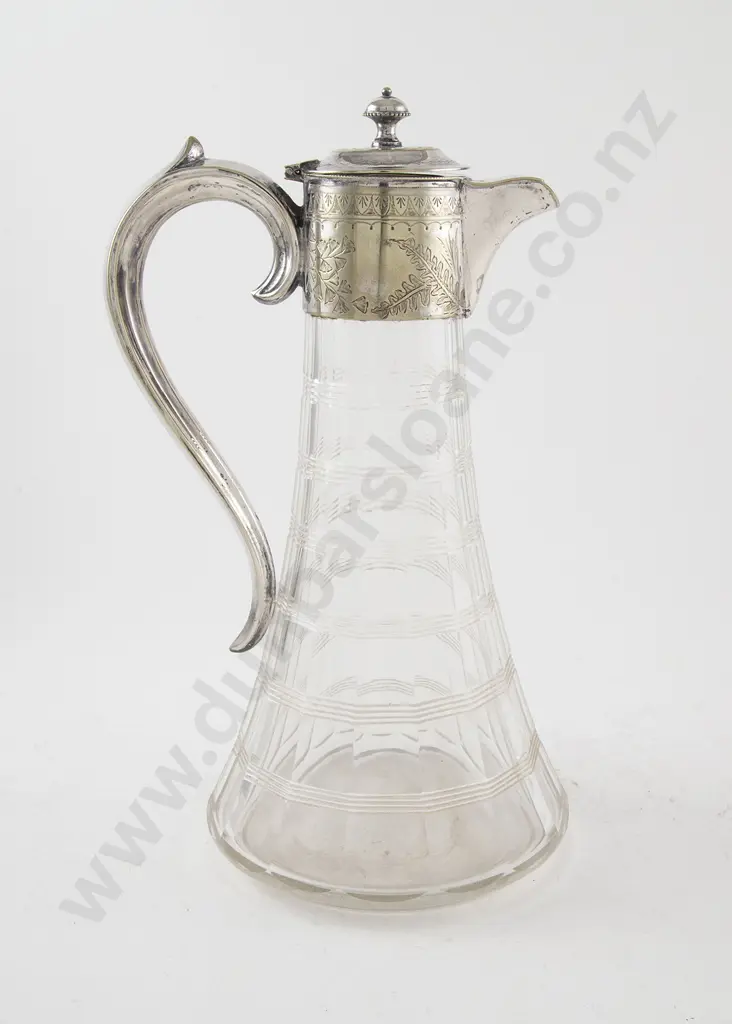 Vict S/P Cut Glass Claret Jug Image 1++