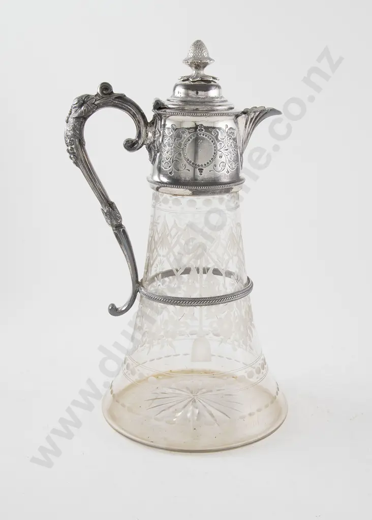 Vict S/P & Cut Glass Claret Jug Image 1++