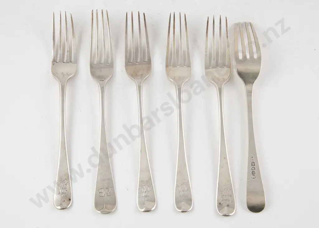 Composed Set of Six C19th S/S Dessert Forks Image 1++