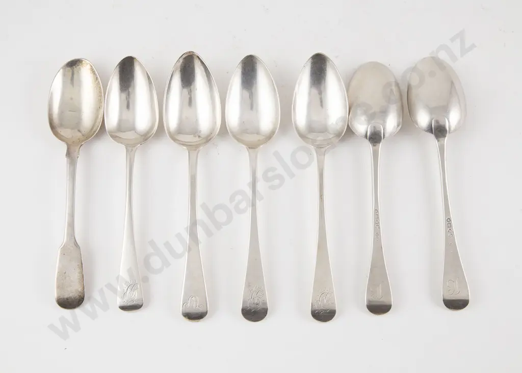 Seven Various C19th S/S Dessert Spoons Image 1++