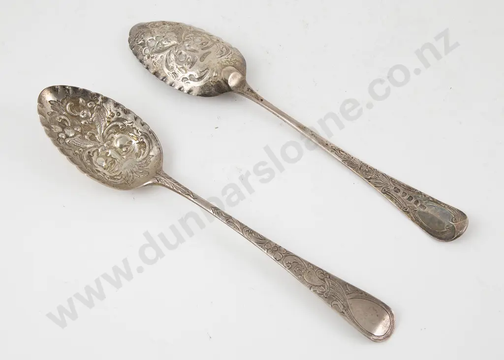 Composed Pair Of Geo III S/S Berry Spoons Image 1++