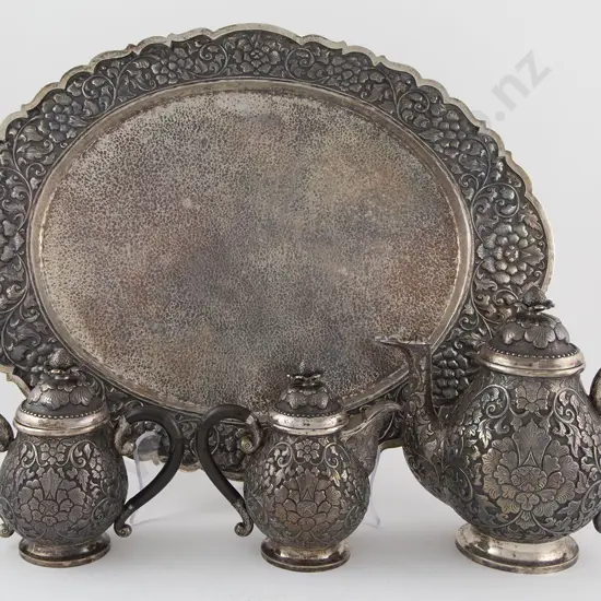 Fine Quality .800 Indian Silver 4 Piece Teaset