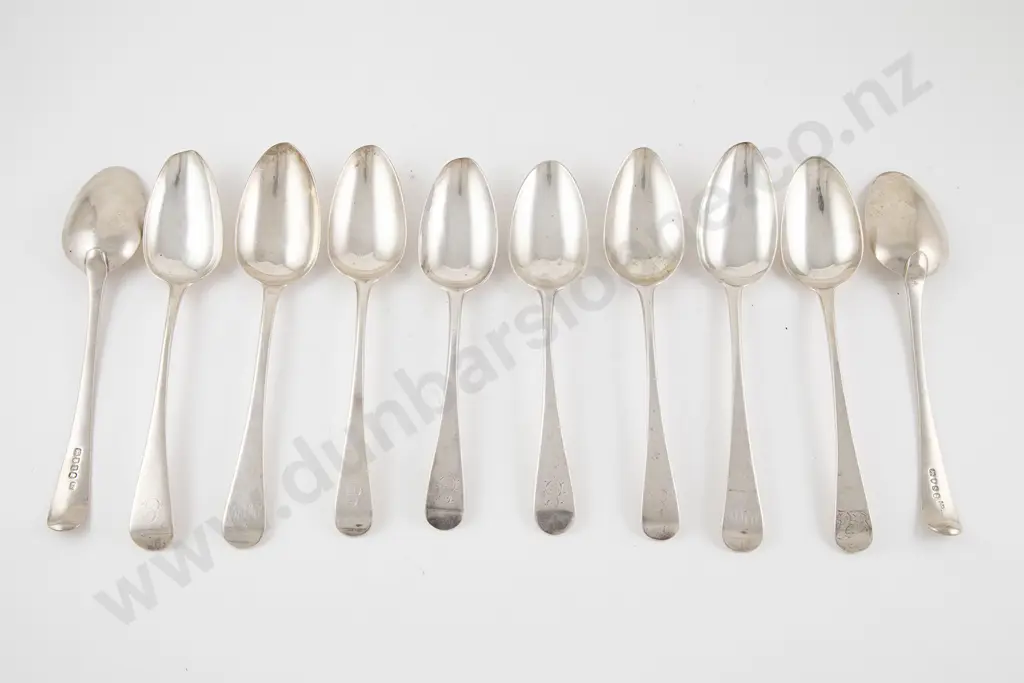 Composed Set of Ten Geo III & Wm IV S/S Tablespoons Image 1++
