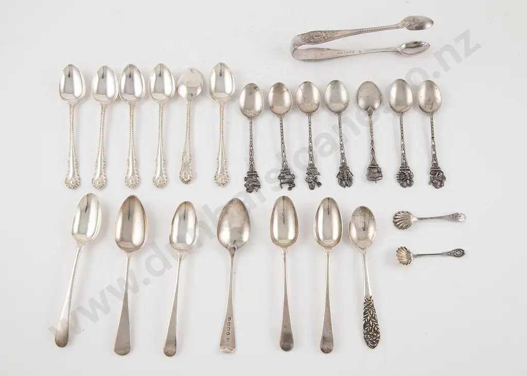 Group Of S/S & S/P Tea Coffee & Salt Spoons & Sugar Tongs Image 1++