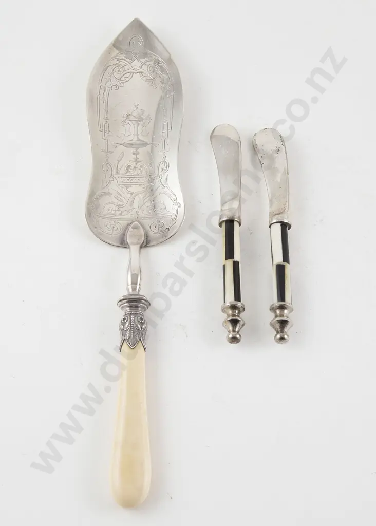 C19th French Ivory Handled S/S Cake Slice Image 1++