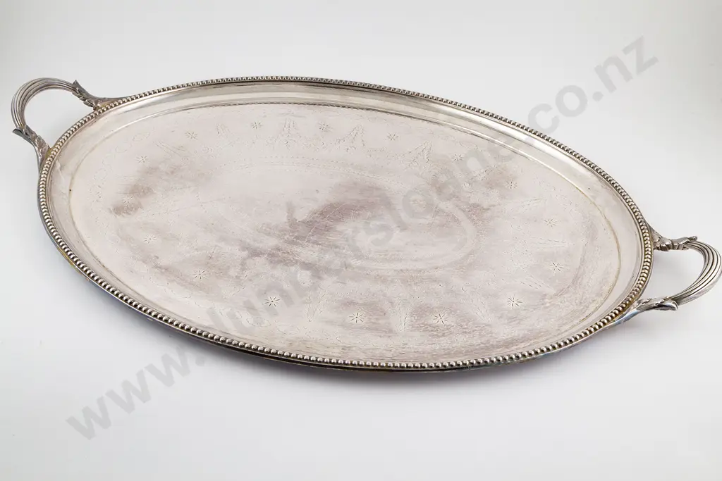 Large Elkington Plate Two Handled Oval Banquet Tray Image 1++