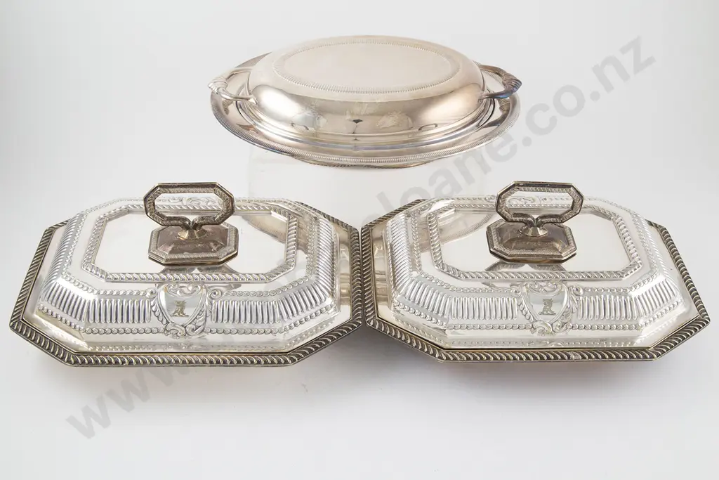 Pair Of Octagonal S/Plates Entree Dishes Image 1++