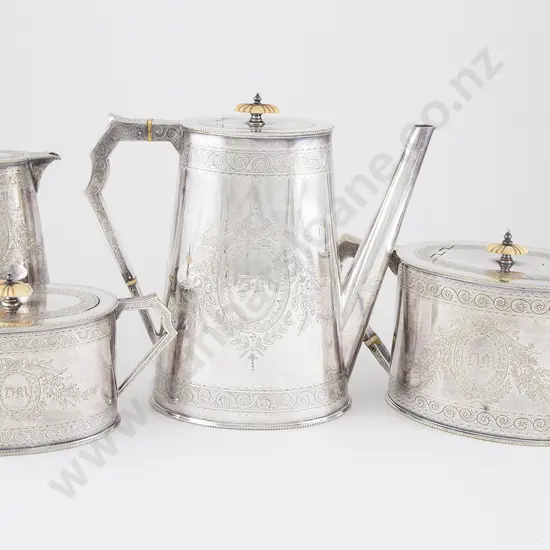 Vict S/Plate 4pce Tea & Coffee Set