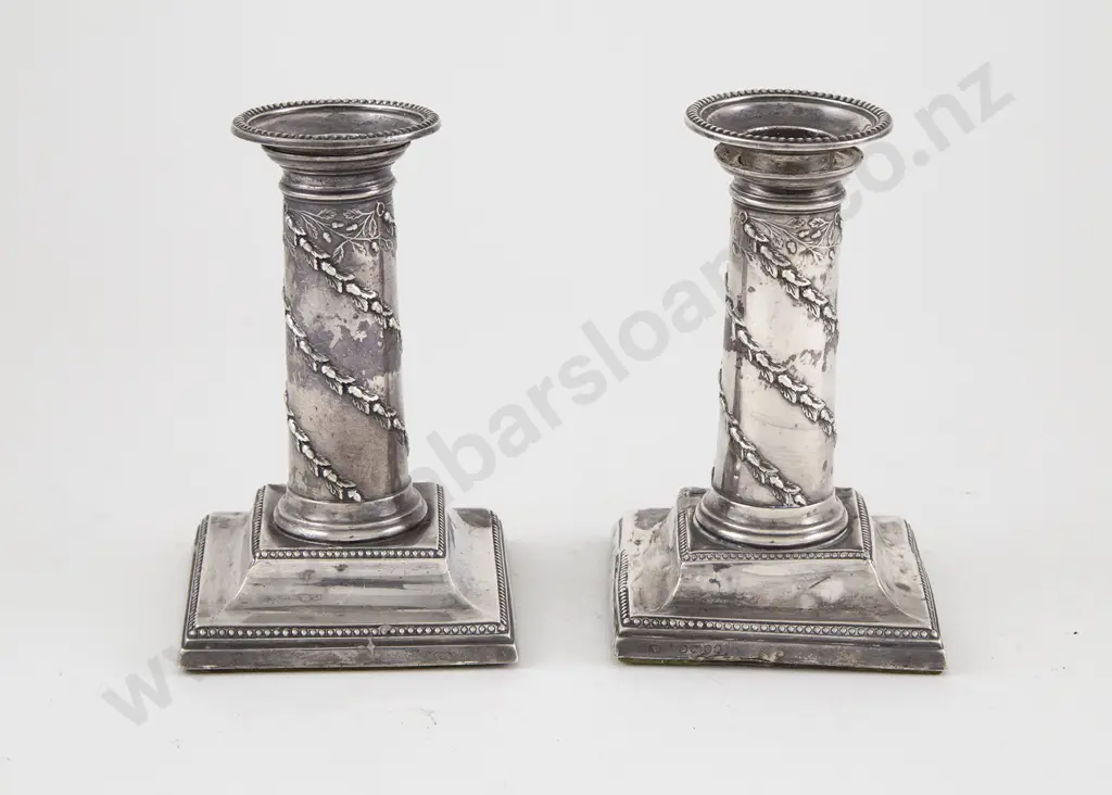 Pair Vict S/S Column Candlesticks Image 1++