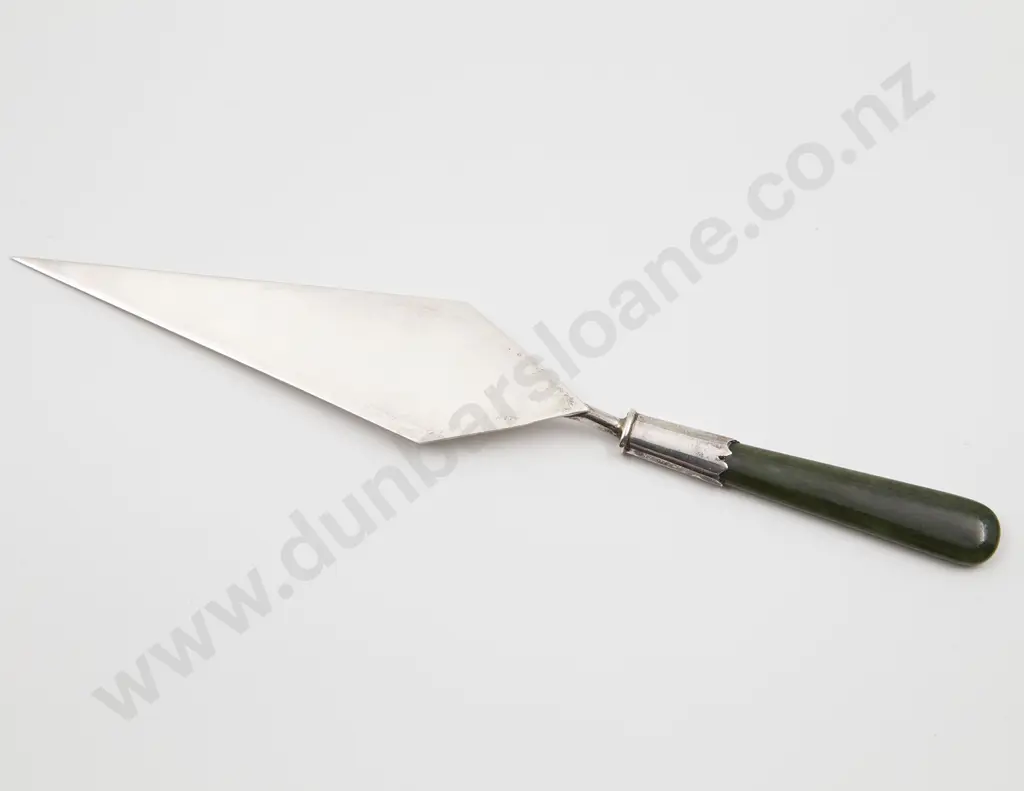 Original Card Boxed NZ Sterling and Greenstone Handled Paper Knife Towel Image 1++