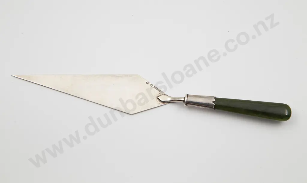 Original Card Boxed NZ Sterling and Greenstone Handled Paper Knife Towel Image 1++