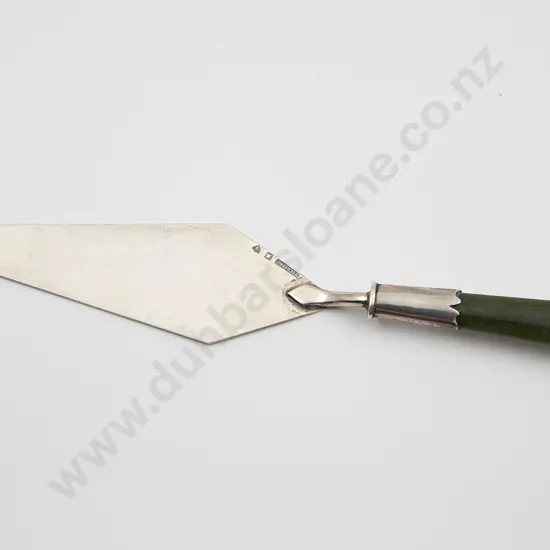 Original Card Boxed NZ Sterling and Greenstone Handled Paper Knife Towel