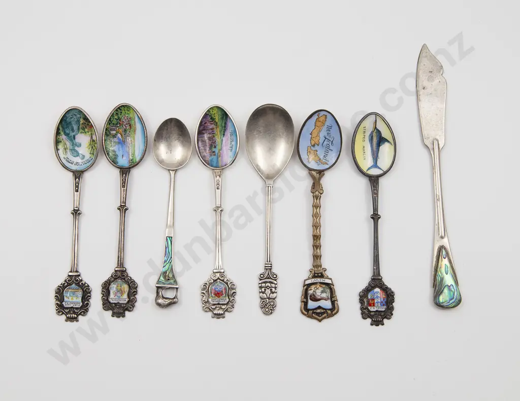 NZ Silver and Paua Butter Knife and Two Spoons Image 1++