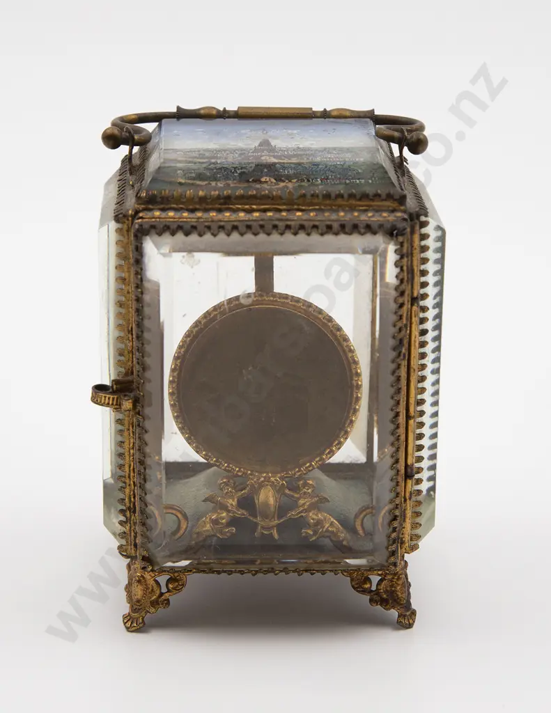 Late C19th French Gilt Metal Souvenir Pocket Watch Stand Image 1++