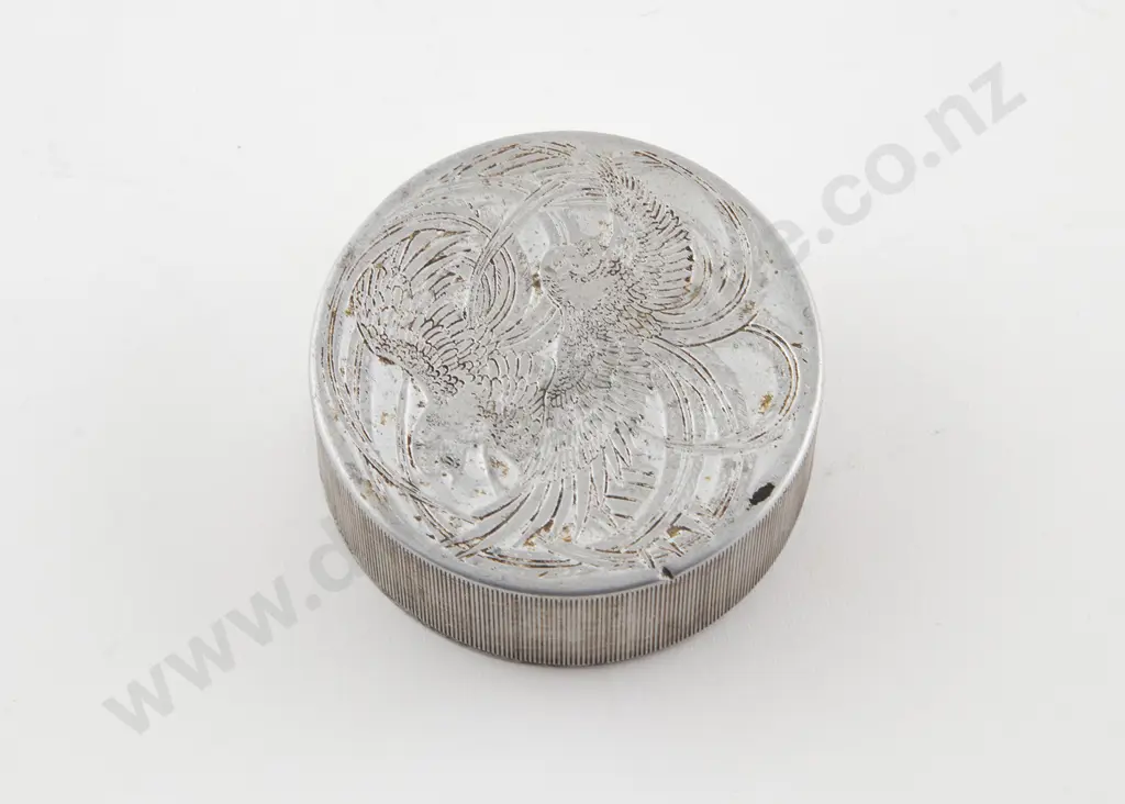 Unusual R Lalique Designed Aluminium Circular Powder Box Image 1++