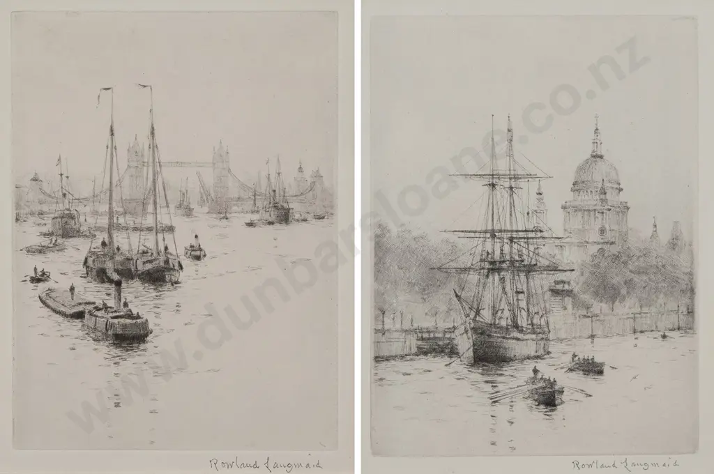 Rowland Langmaid British) - Two Drypoint Engravings Image 1++