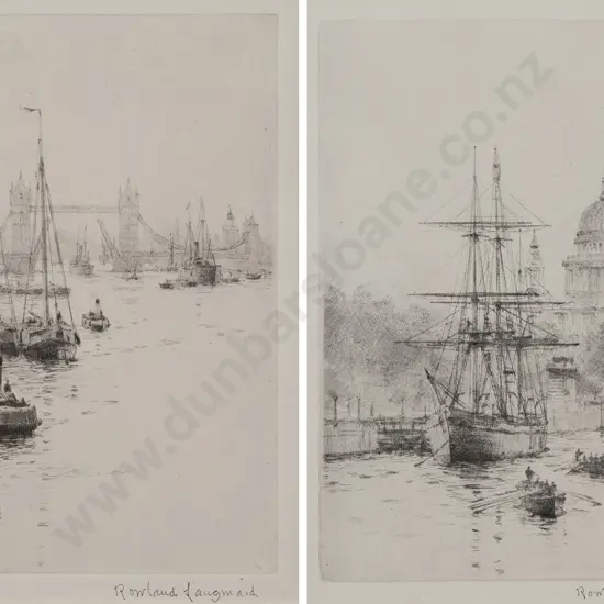 Rowland Langmaid British) - Two Drypoint Engravings