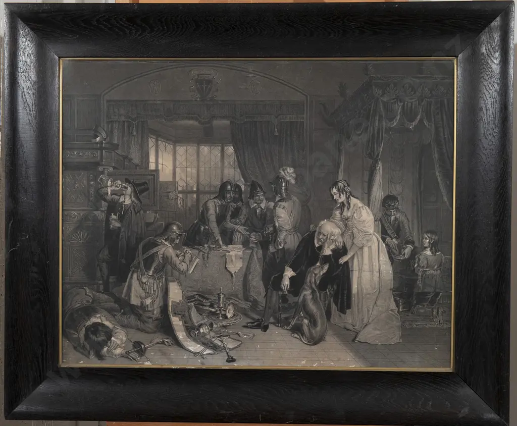 Victorian Engraving - English Civil War Interior Image 1++