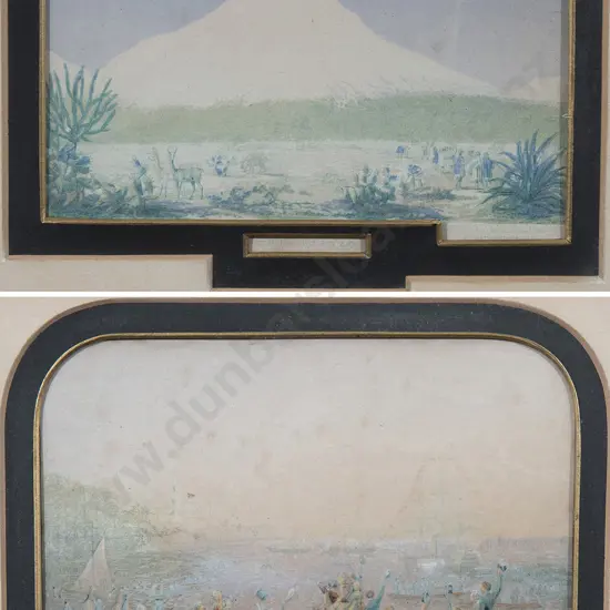 After George Baxter Prints - Her Majesty Landing at Cove Naval Base Ireland & Chimborozo Andes Ecuador (2)
