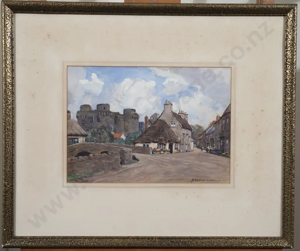 Alfred Heaton Cooper RI (British 1864-1929) - Cotswold Village with Castle Image 1++
