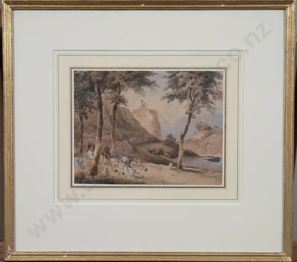 C18th British - Picturesque Landscape with Horse & Carriage Image 1++
