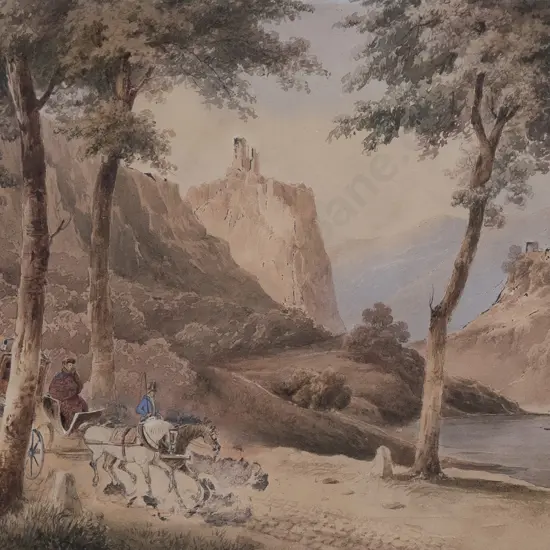 C18th British - Picturesque Landscape with Horse & Carriage