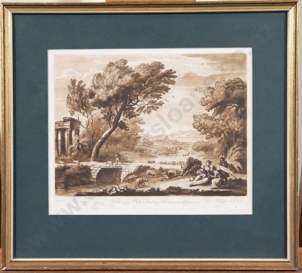 After Claude Lorrain Sepia Engraving Image 1++