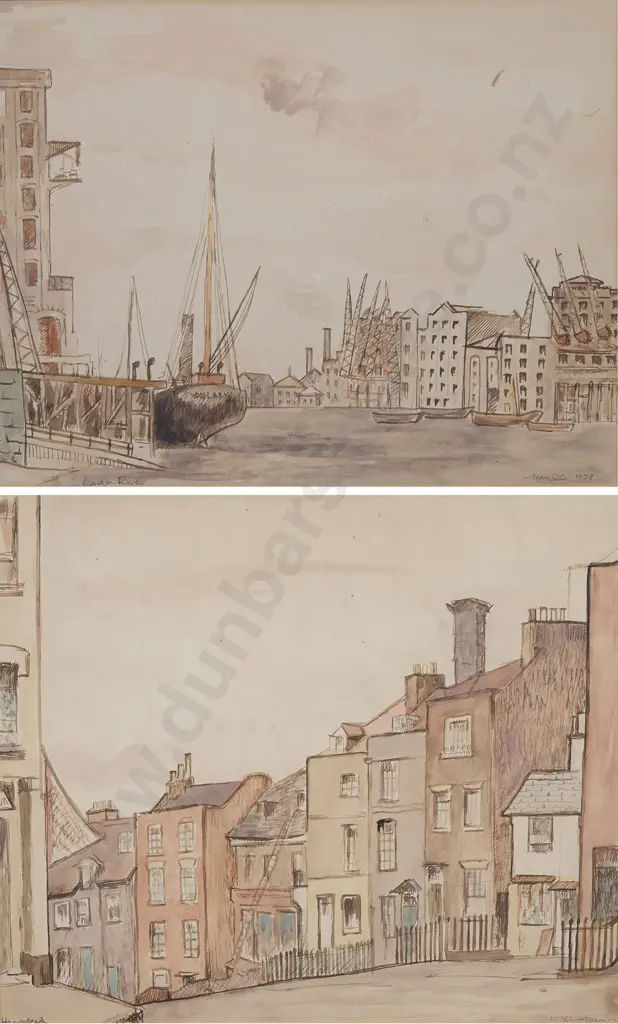 Mary S Cohen (British 1910–1991) - Hampstead & London River (2) Image 1++