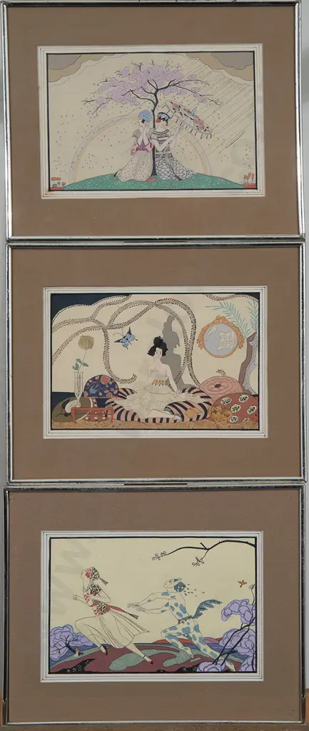 Three Stylised Art Nouveau Watercolours Image 1++