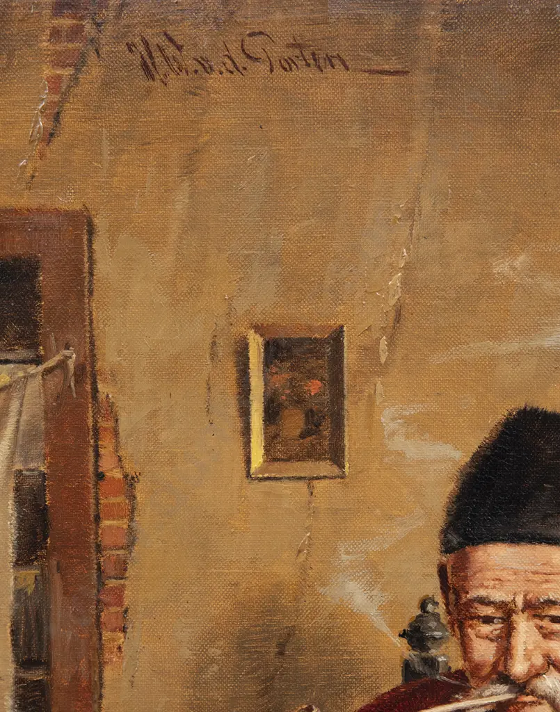 Heinz Werner van der Porten (German b 1930) - Interior with Gent Smoking Pipe Image 1++