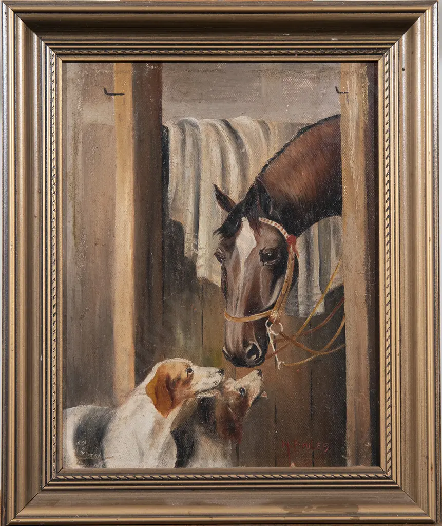M Bailes - Pair Horse & Dog Oils Image 1++