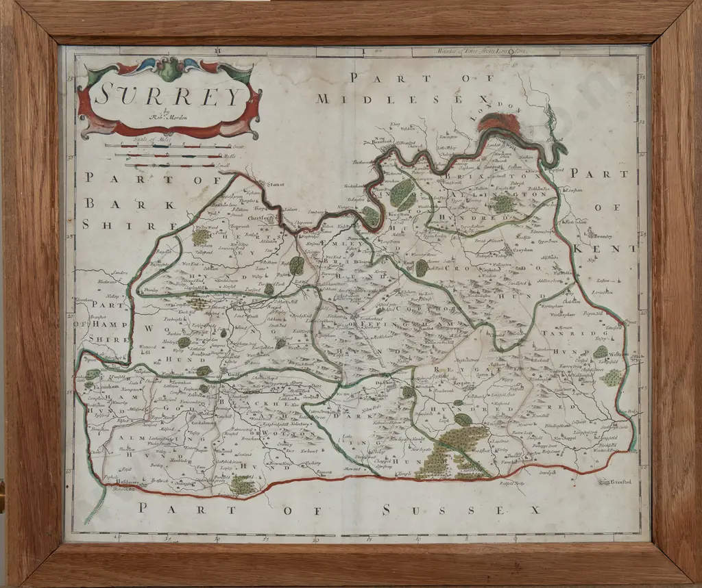 Late C17th Map Of Surrey By Robert Morden Image 1++