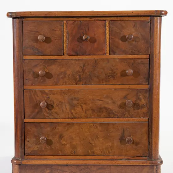 C19th NZ Kauri & Rewarewa Miniature Chest Of Drawers